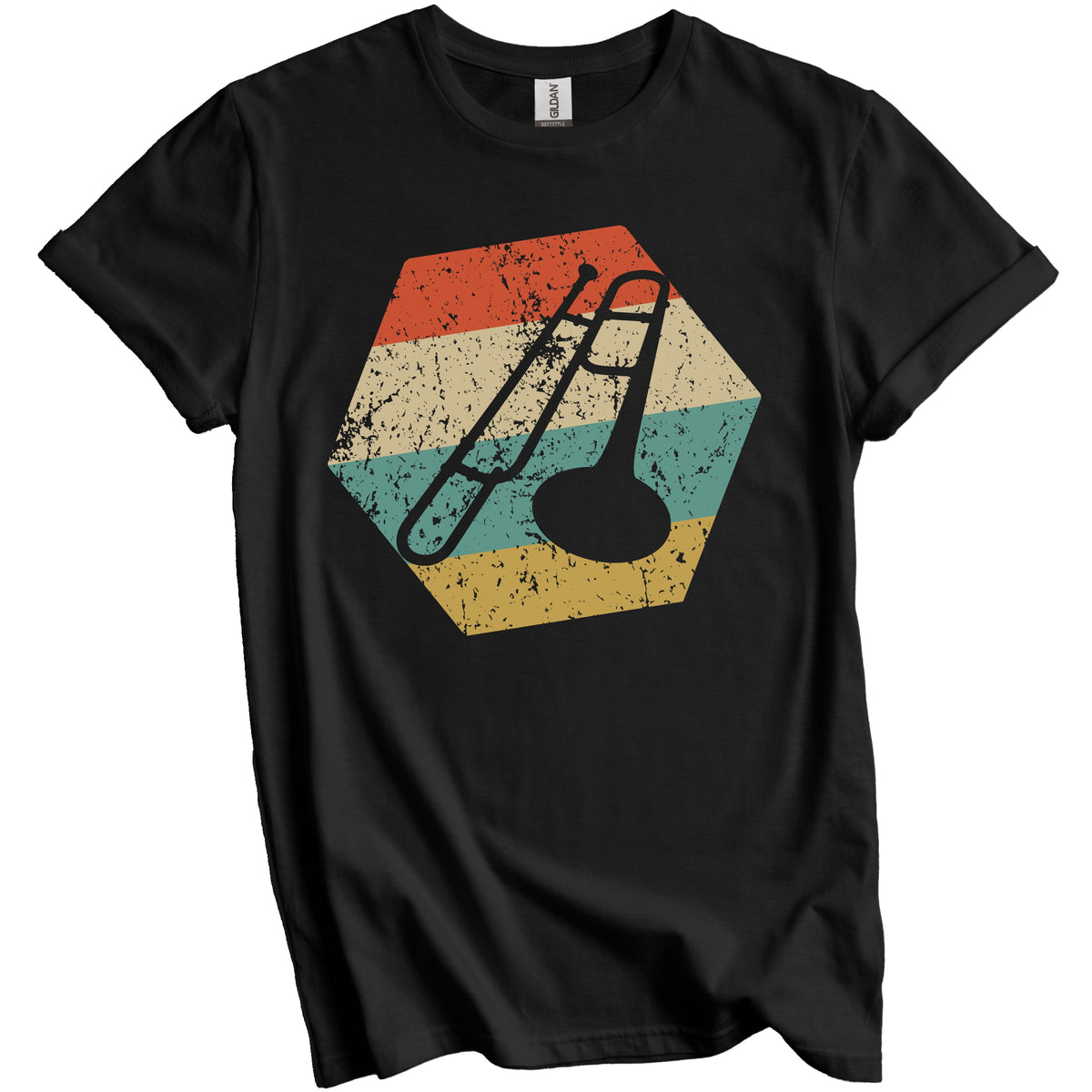 Trombone Retro Distressed Hexagon Trombonist T-Shirt