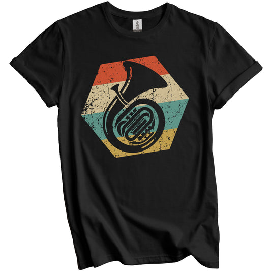 Tuba Retro Distressed Hexagon Musical Instrument T-Shirt