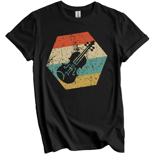 Violin Retro Distressed Hexagon Violinist T-Shirt