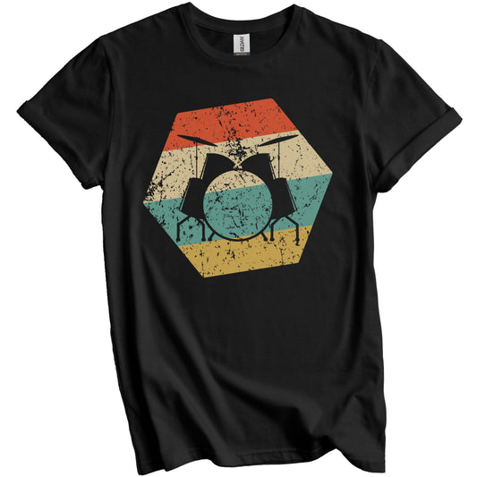 Drum Set Retro Distressed Hexagon Drums T-Shirt