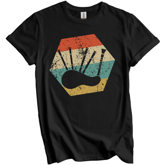 Bagpipes Retro Distressed Hexagon Bagpiper T-Shirt