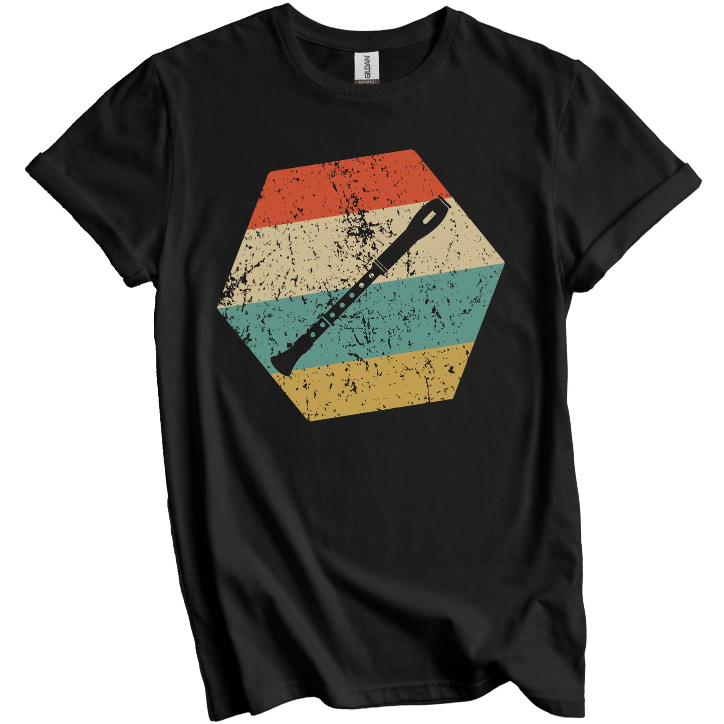 Oboe Retro Distressed Hexagon Oboe Player T-Shirt