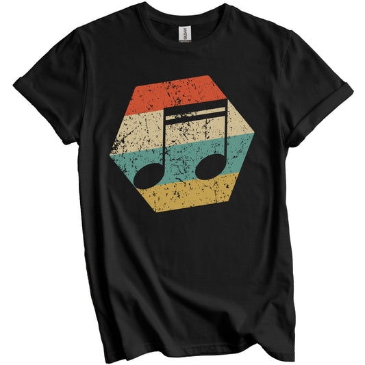 Music Note Retro Distressed Hexagon Sixteenth Notes T-Shirt