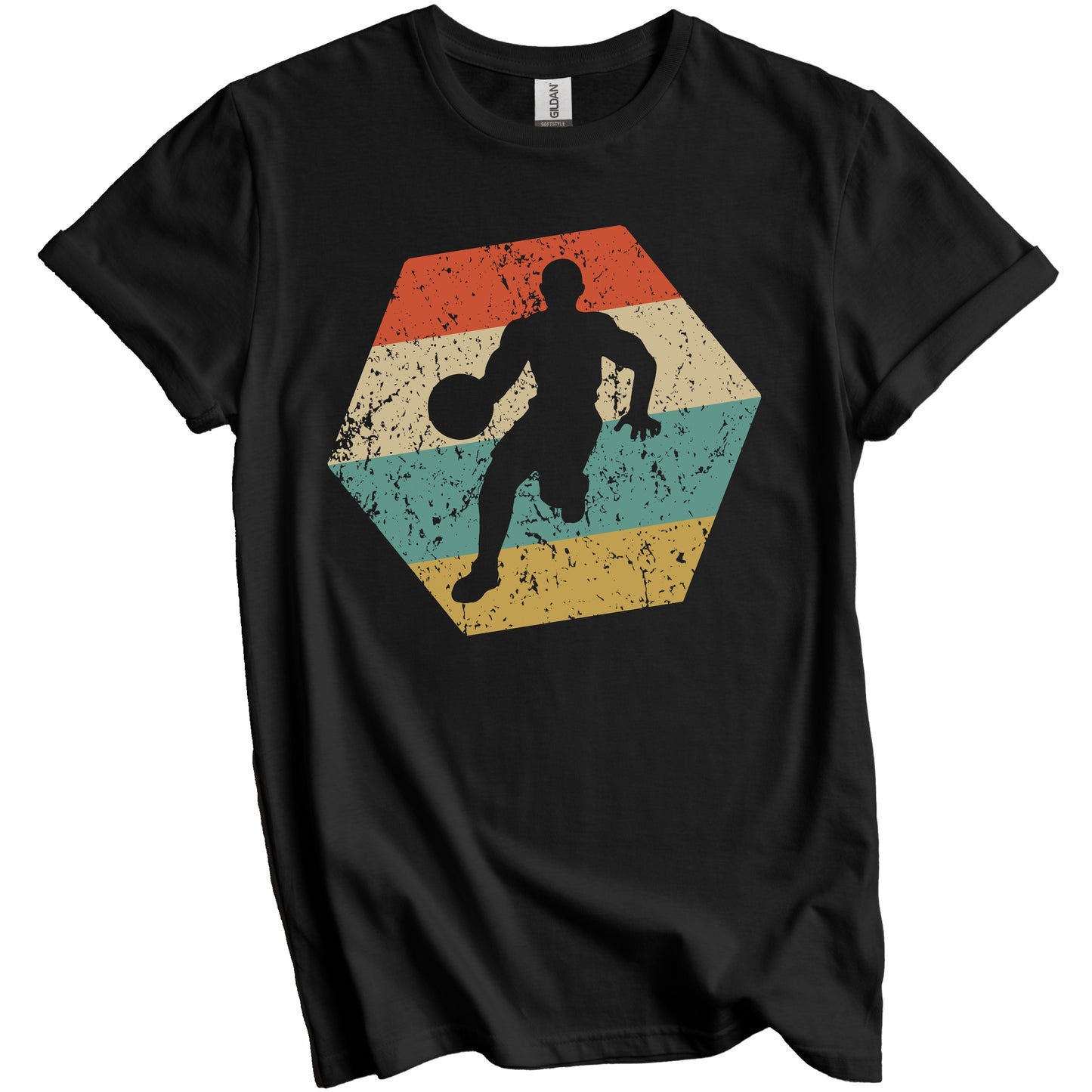 Basketball Player Retro Distressed Hexagon Point Guard T-Shirt