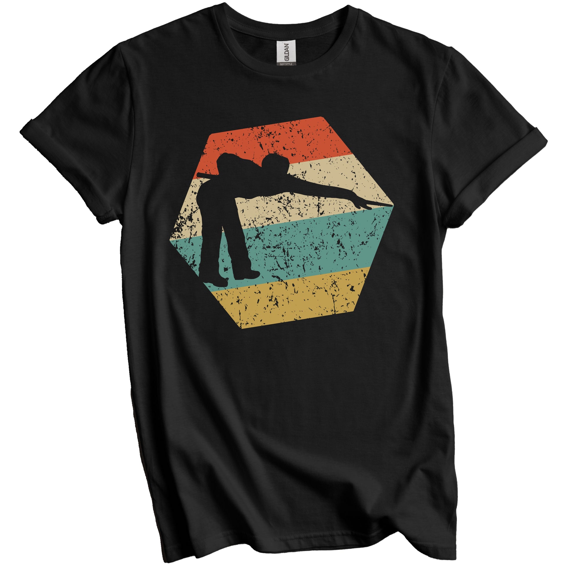 Pool Player Retro Distressed Hexagon Billiards T-Shirt