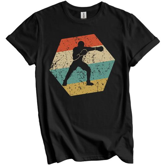 Boxing Retro Distressed Hexagon Boxer Punching T-Shirt