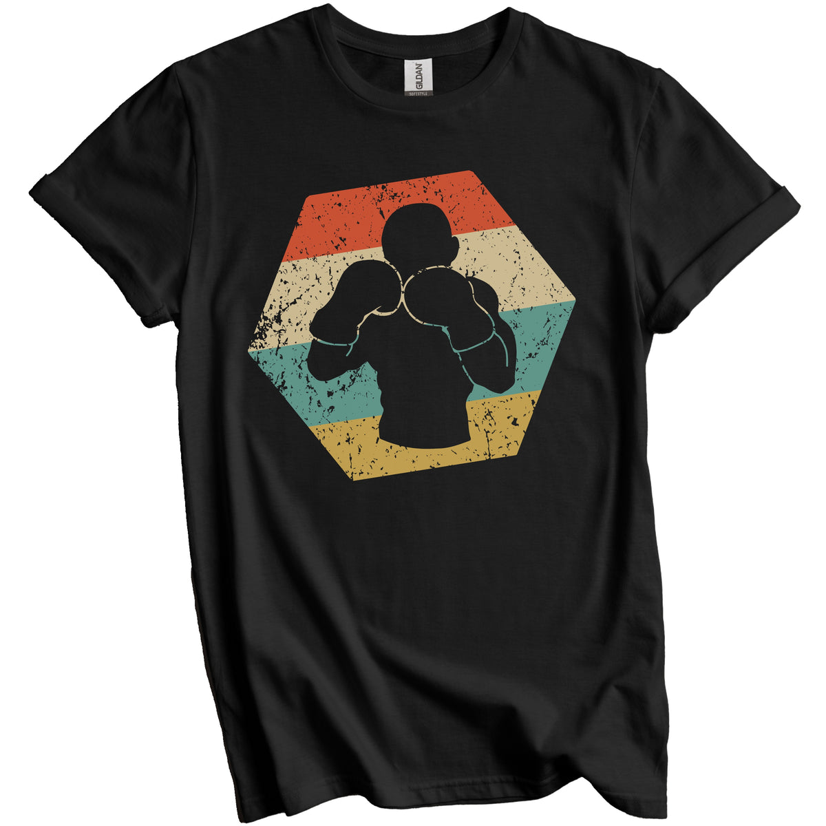 Boxing Retro Distressed Hexagon Boxer T-Shirt