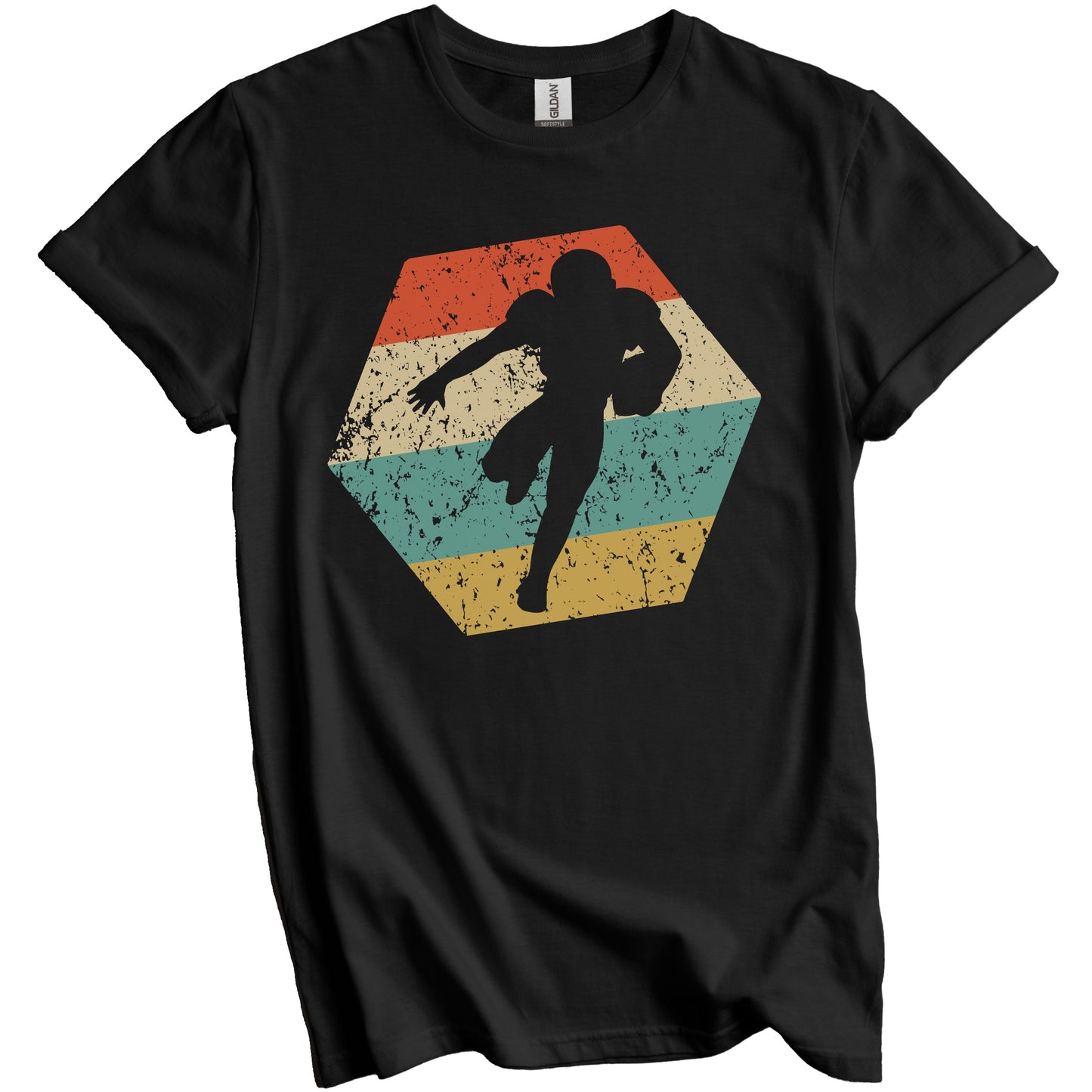 Football Retro Distressed Hexagon Running Back T-Shirt