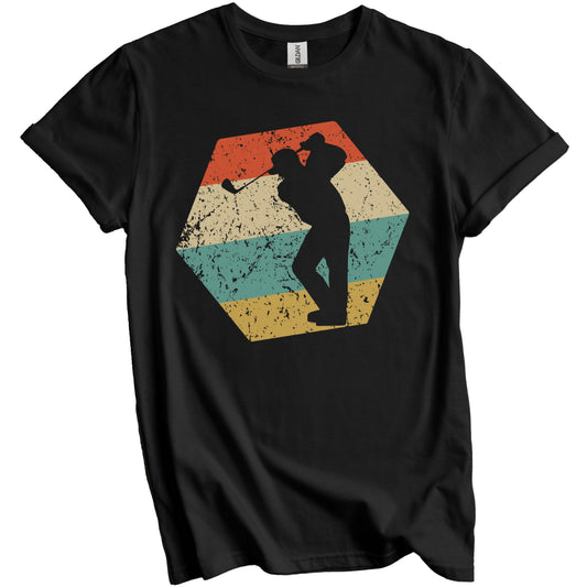 Golf Retro Distressed Hexagon Golfer T-Shirt