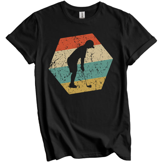 Golfer Retro Distressed Hexagon Golf T-Shirt