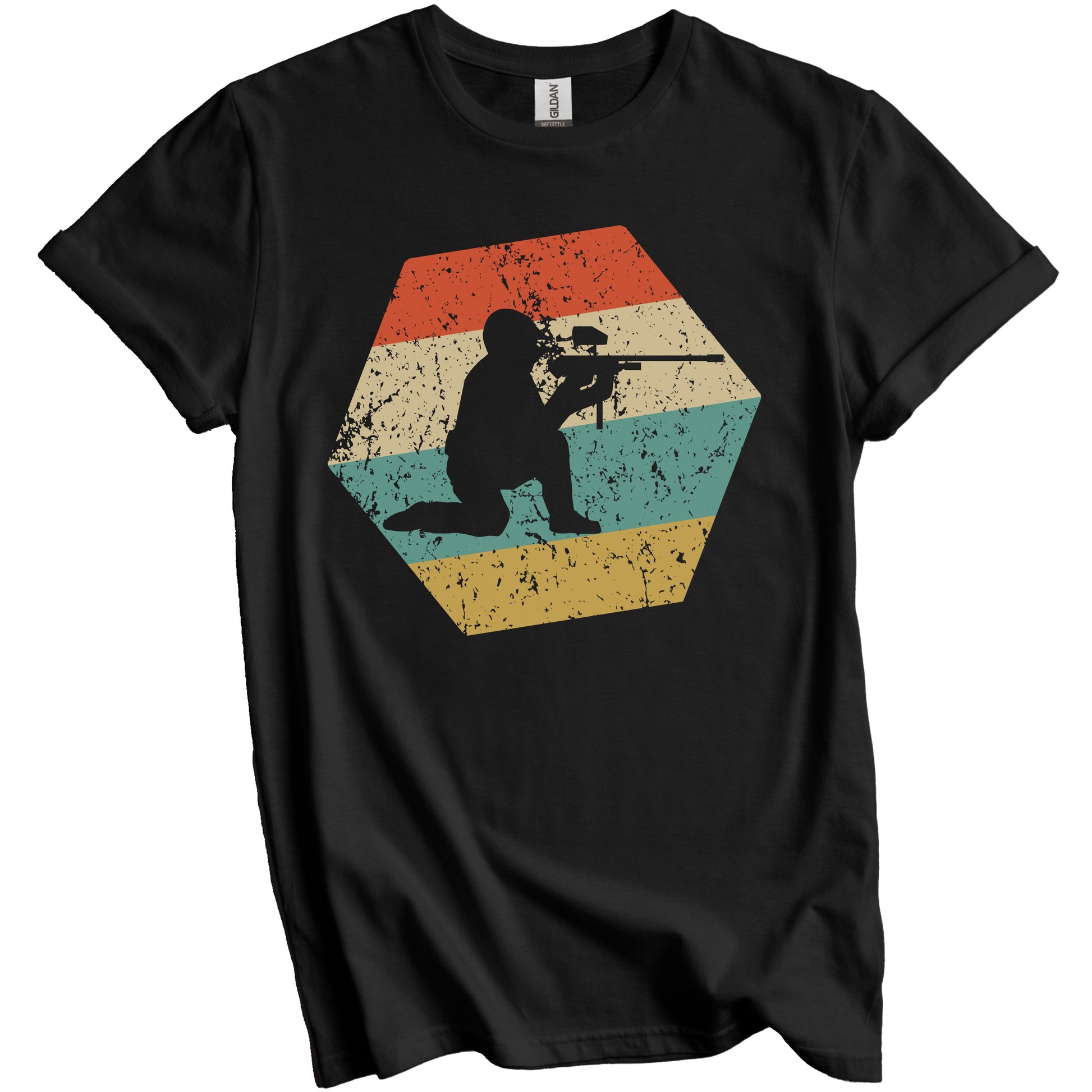 Paintball Retro Distressed Hexagon Paintball Player T-Shirt