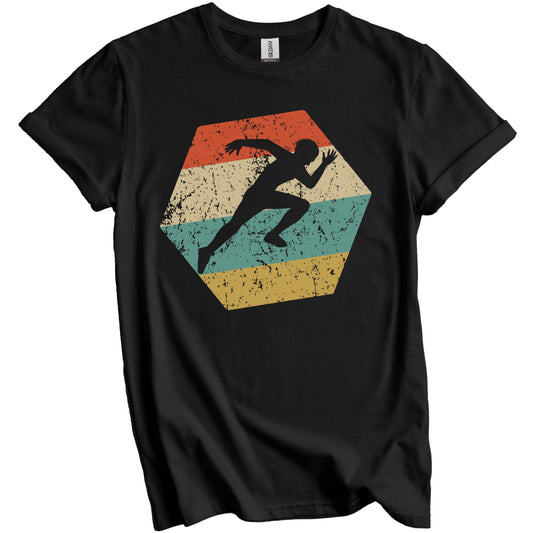 Sprinter Retro Distressed Hexagon Track and Field T-Shirt
