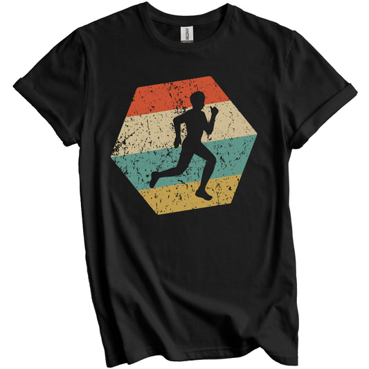 Cross Country Running Retro Distressed Hexagon Runner T-Shirt