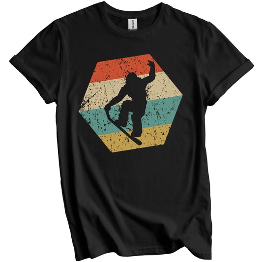 Snowboarder Retro Distressed Hexagon Snowboarding T-Shirt
