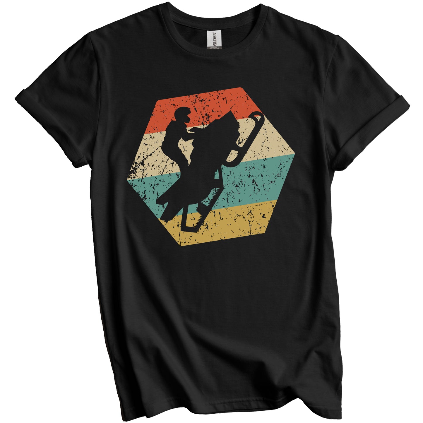 Snowmobiling Retro Distressed Hexagon Snowmobile T-Shirt