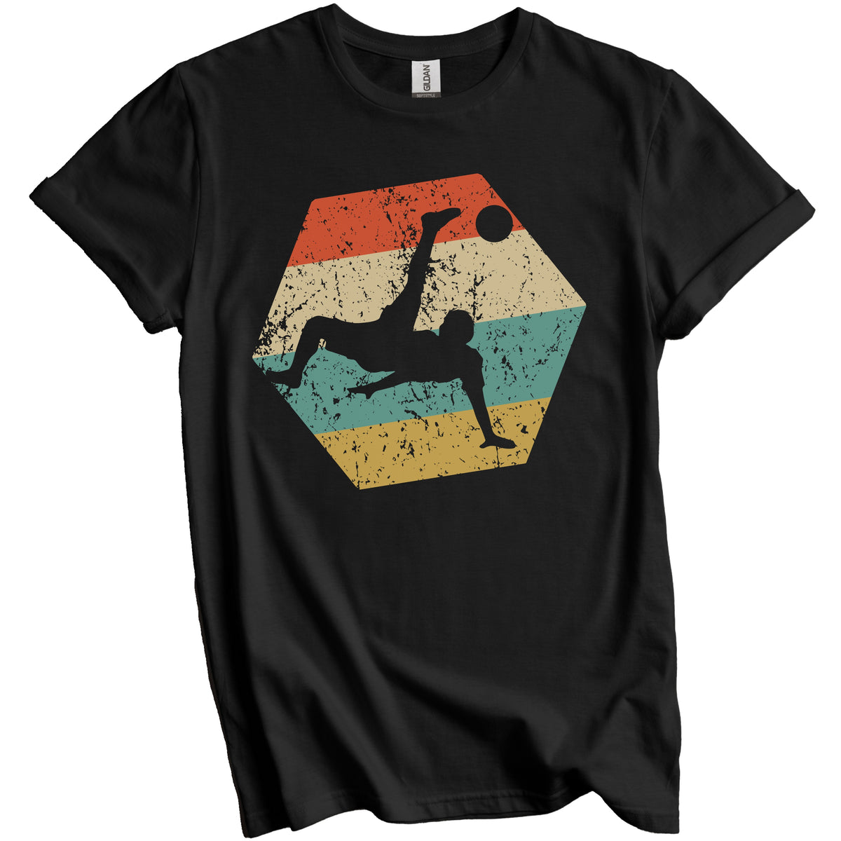 Soccer Retro Distressed Hexagon Soccer Kick T-Shirt