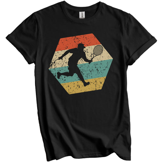 Tennis Player Retro Distressed Hexagon Tennis T-Shirt