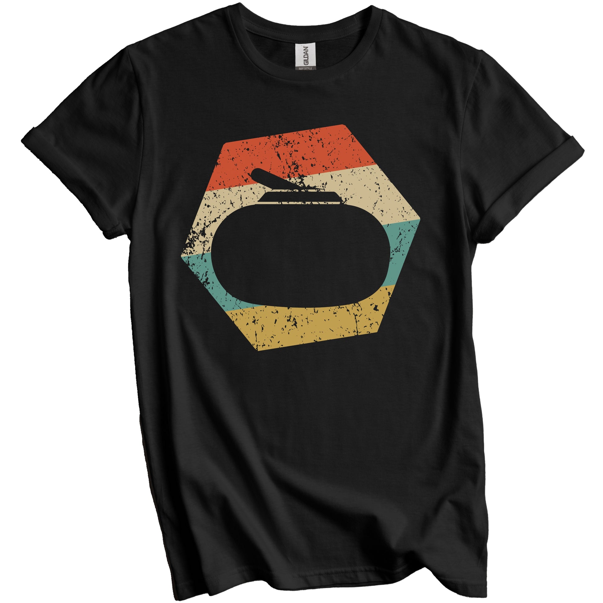 Curling Retro Distressed Hexagon Curling Stone T-Shirt