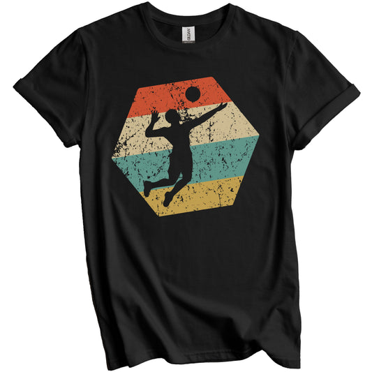Volleyball Retro Distressed Hexagon Volleyball Player T-Shirt