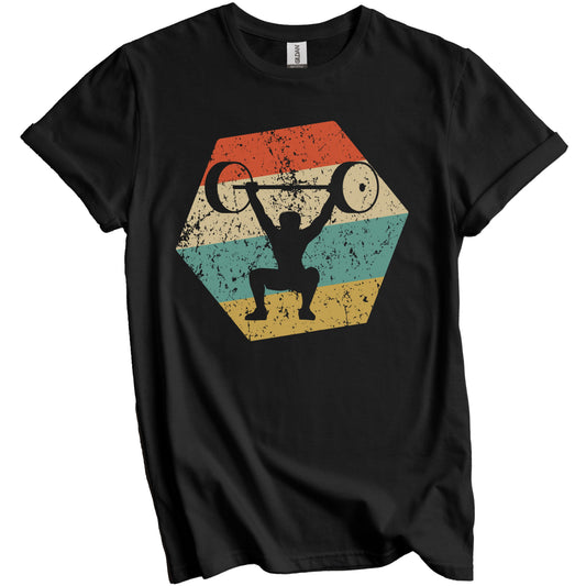Power Lifting Retro Distressed Hexagon Weightlifter T-Shirt