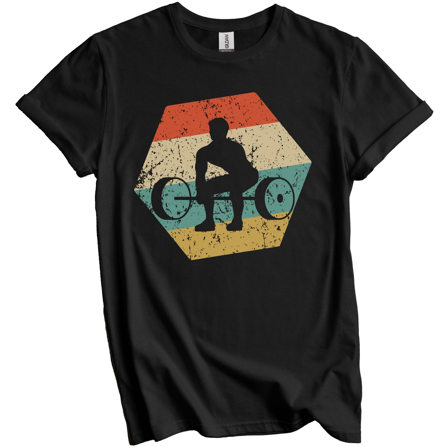 Weightlifting Retro Distressed Hexagon Power Lifter T-Shirt