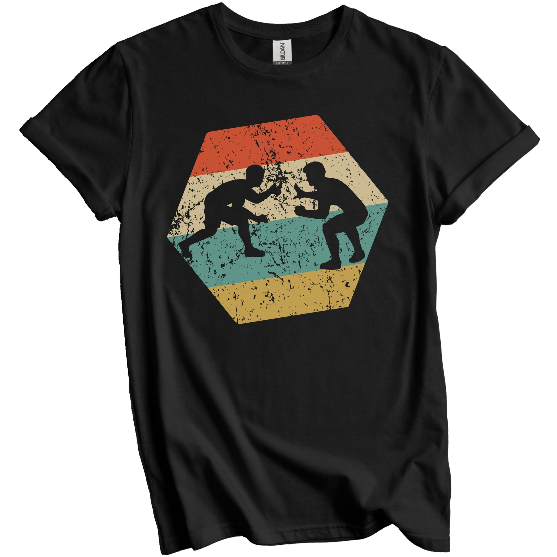Wrestling Retro Distressed Hexagon Wrestlers T-Shirt
