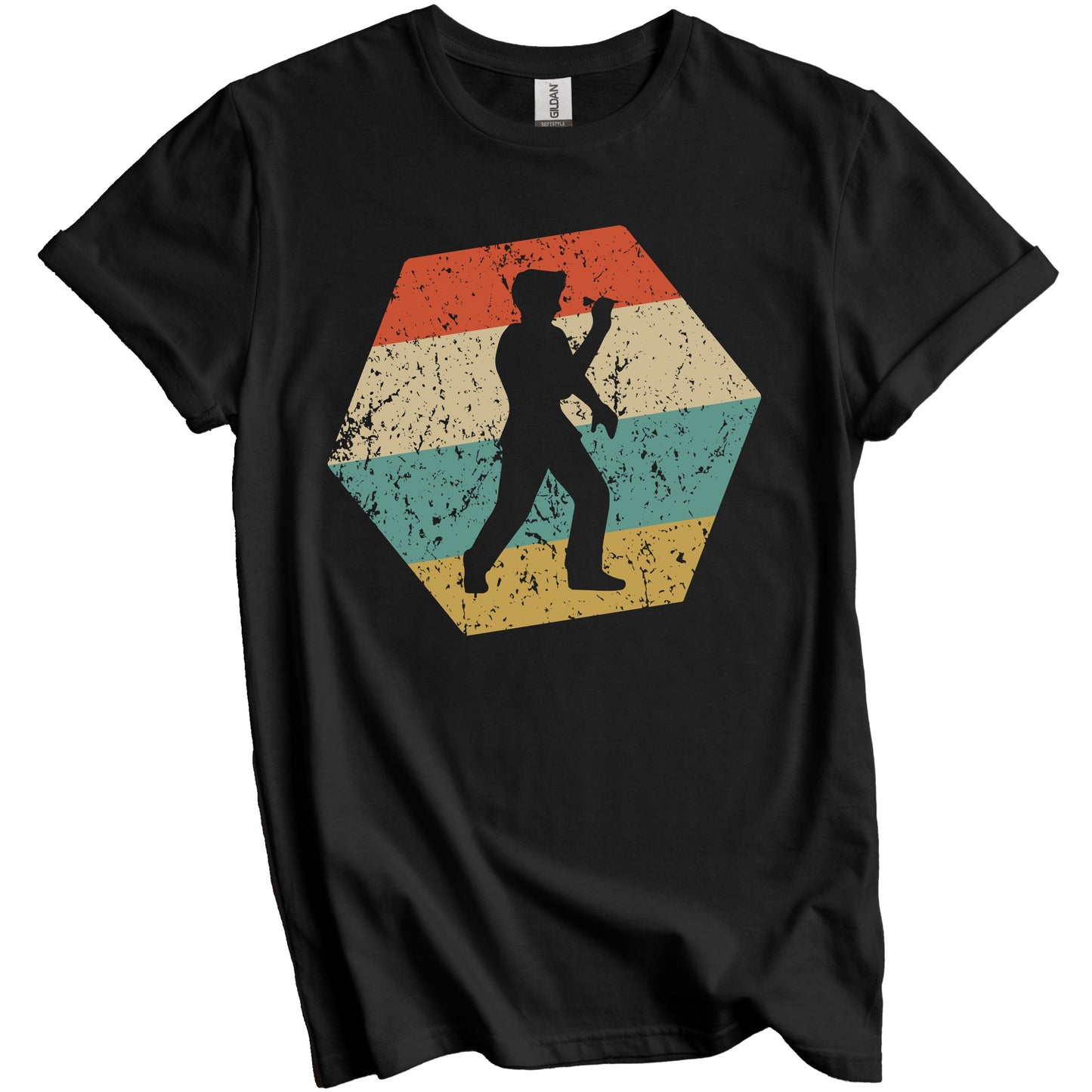 Darts Retro Distressed Hexagon Darts Player T-Shirt