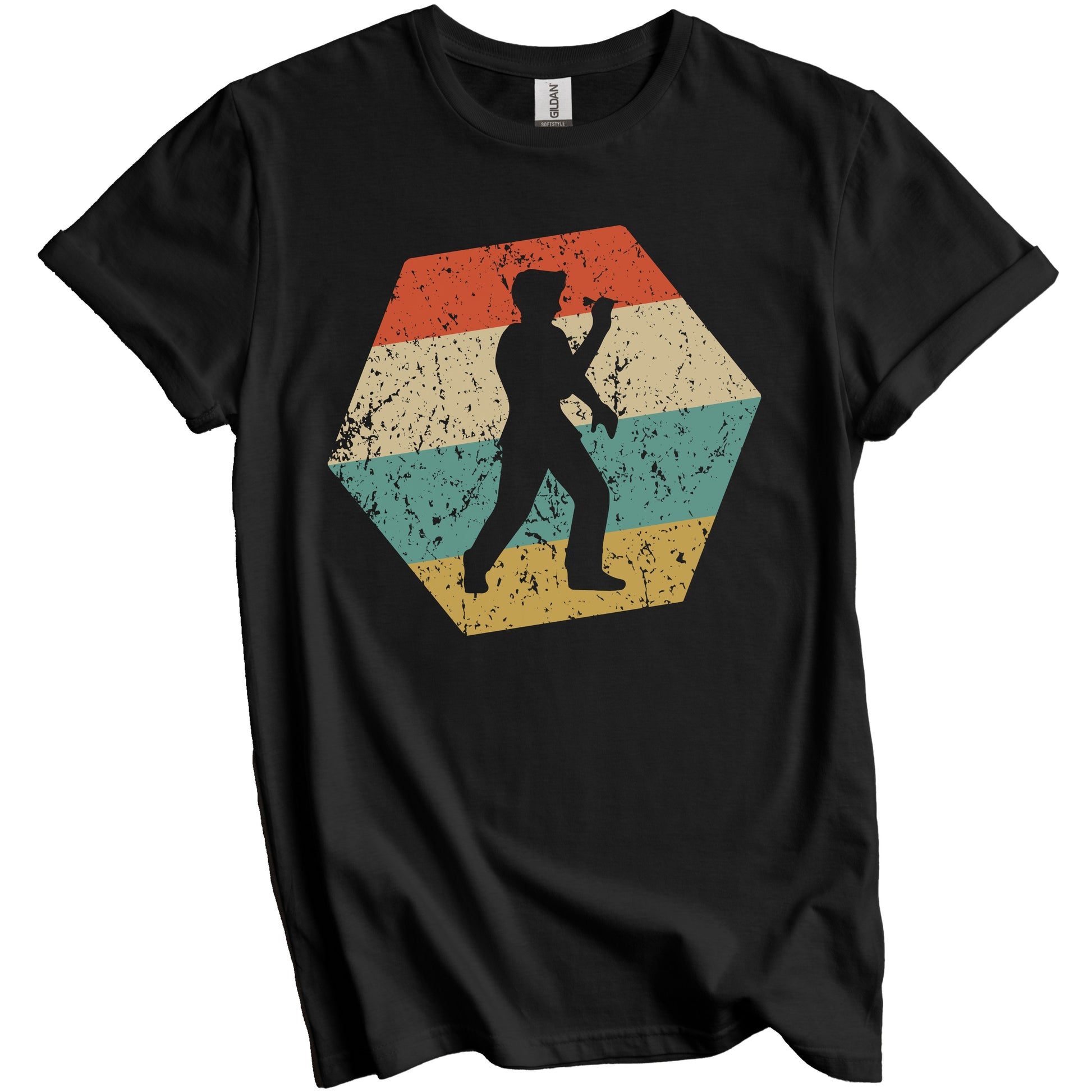Darts Retro Distressed Hexagon Darts Player T-Shirt