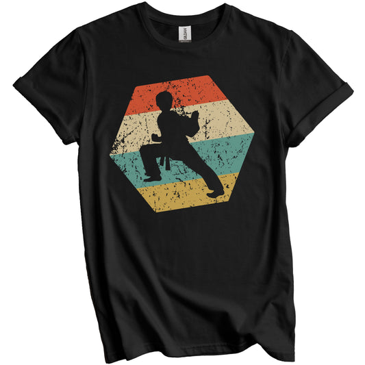 Karate Retro Distressed Hexagon Martial Arts T-Shirt