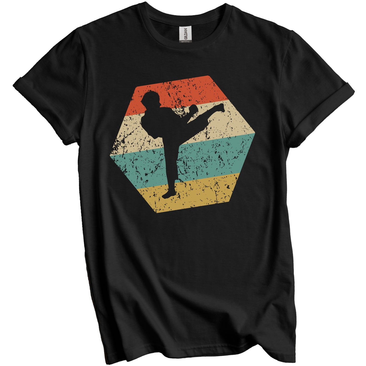 Martial Arts Retro Distressed Hexagon Tae Kwon Do T-Shirt