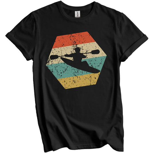 Kayak Retro Distressed Hexagon Kayaking T-Shirt