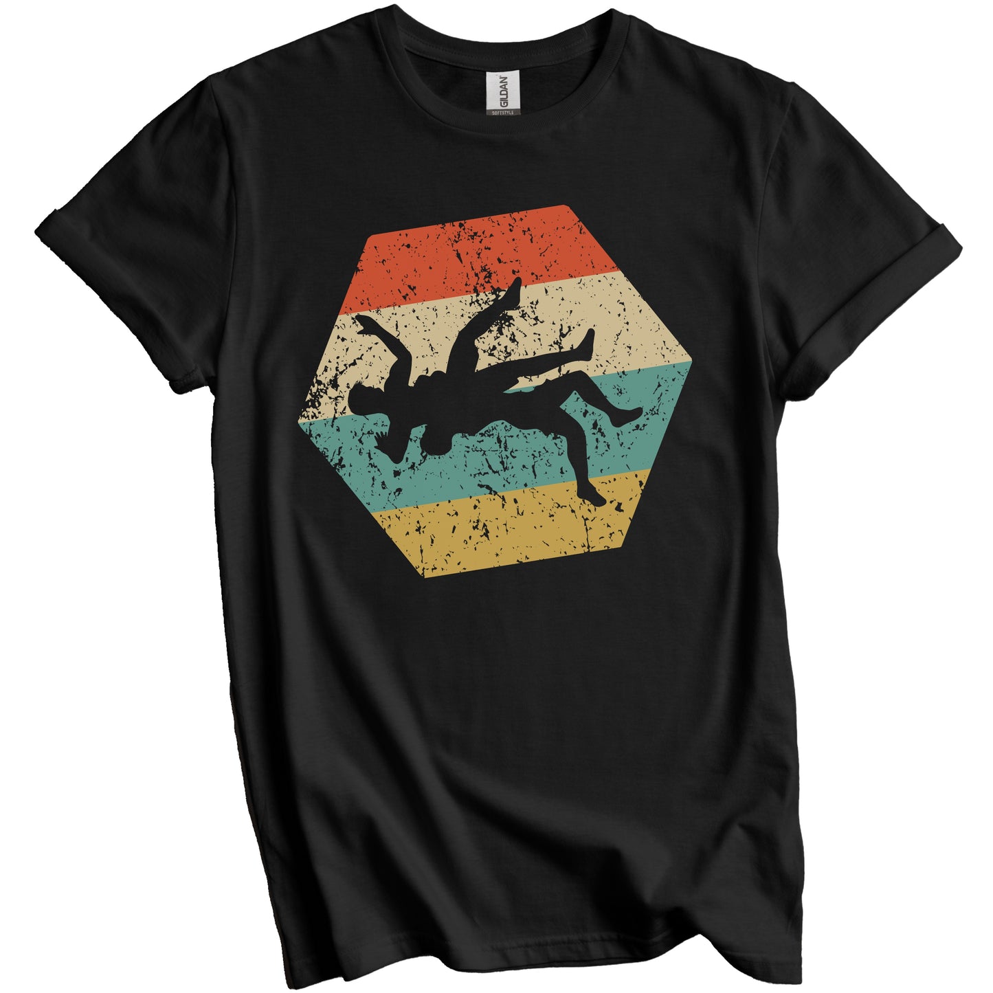 Wrestlers Retro Distressed Hexagon Wrestling T-Shirt