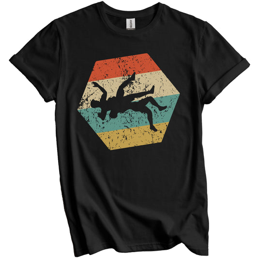Wrestlers Retro Distressed Hexagon Wrestling T-Shirt