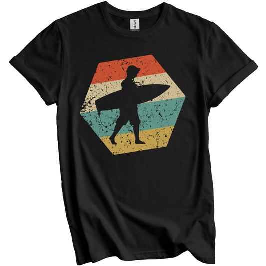 Surfing Retro Distressed Hexagon Surfer T-Shirt