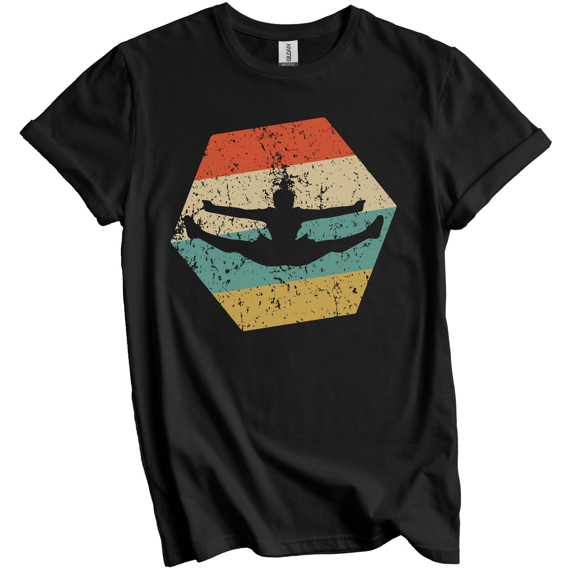 Cheerleading Retro Distressed Hexagon Cheerleader T-Shirt