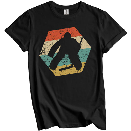 Goalie Retro Distressed Hexagon Hockey T-Shirt