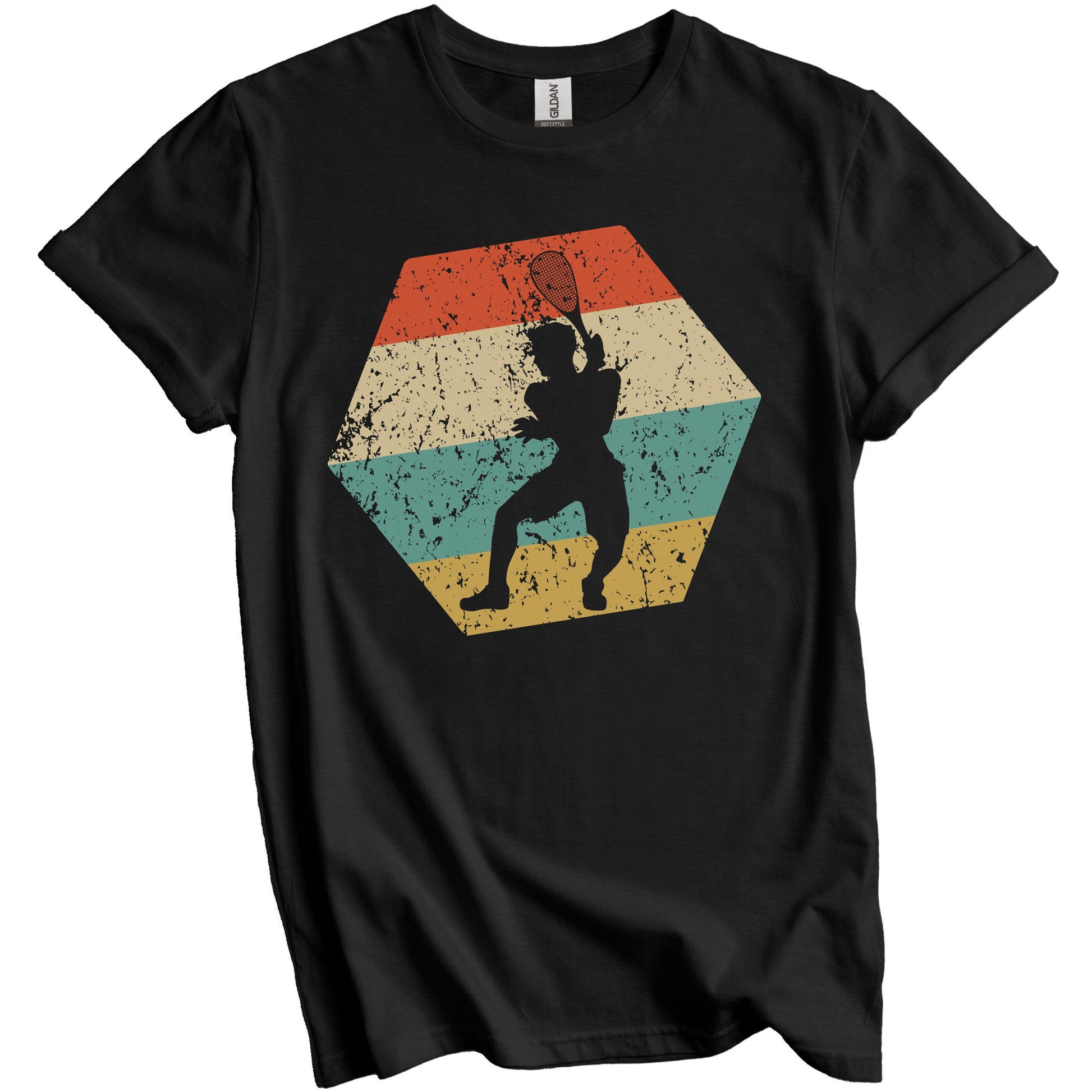 Squash Retro Distressed Hexagon Squash Player T-Shirt