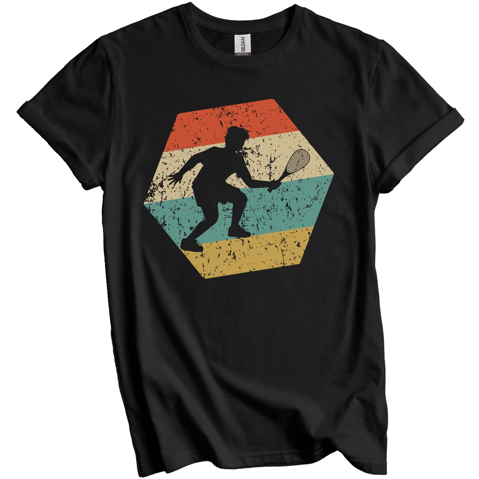 Squash Player Retro Distressed Hexagon Squash T-Shirt