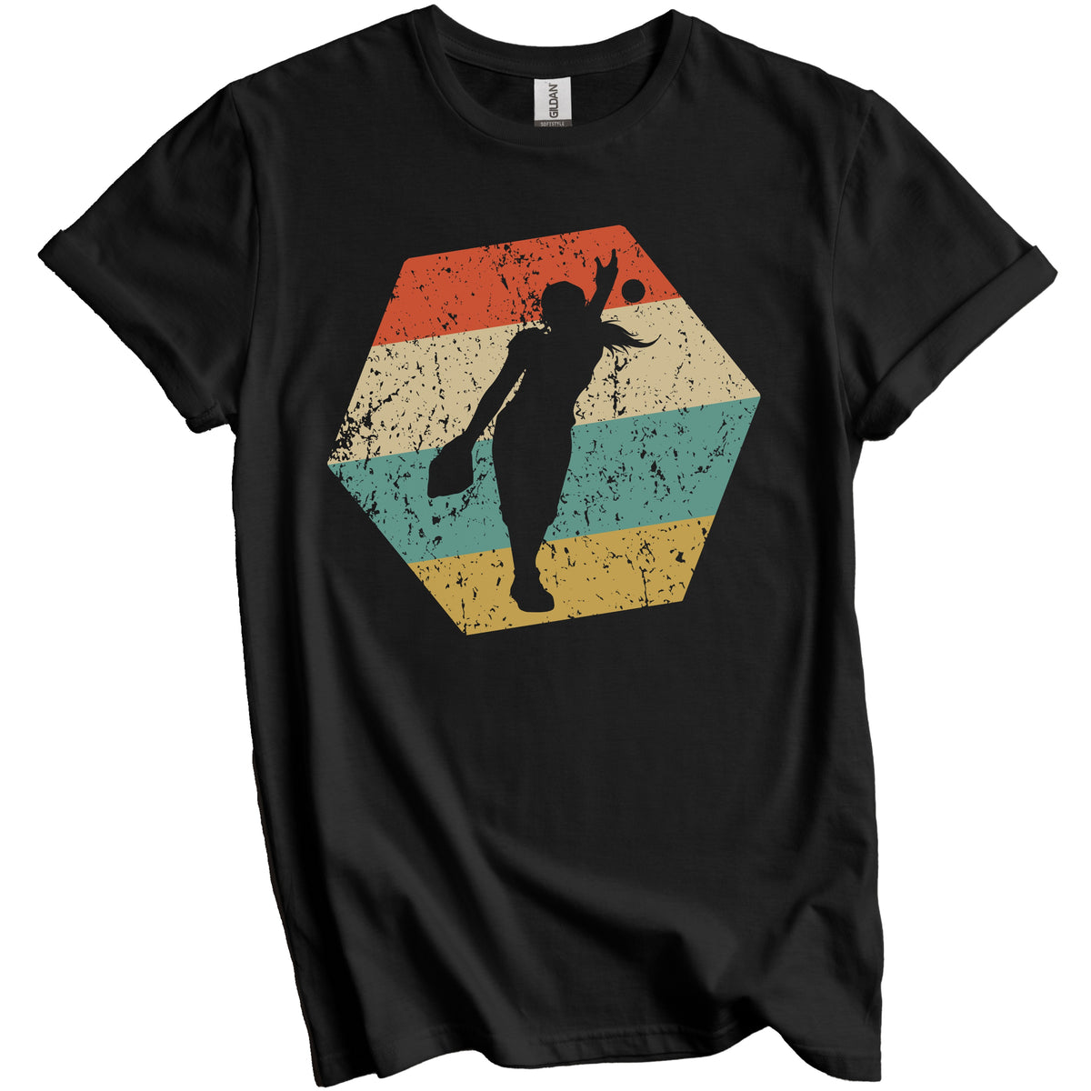 Softball Pitcher Retro Distressed Hexagon Softball T-Shirt