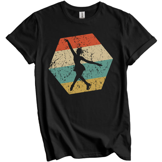 Figure Skating Retro Distressed Hexagon Female Figure Skater T-Shirt