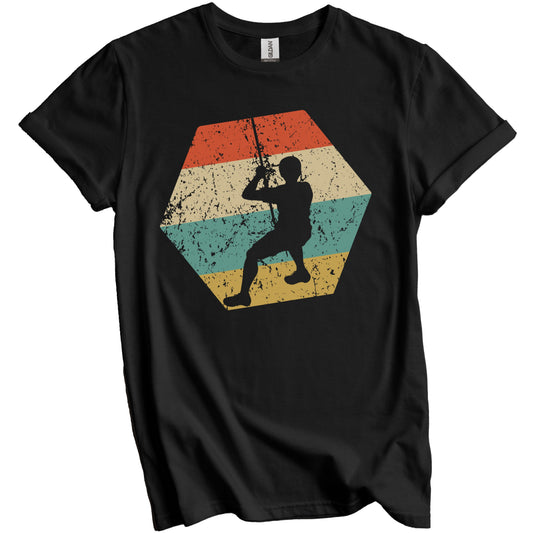 Rock Climber Retro Distressed Hexagon Rock Climbing T-Shirt
