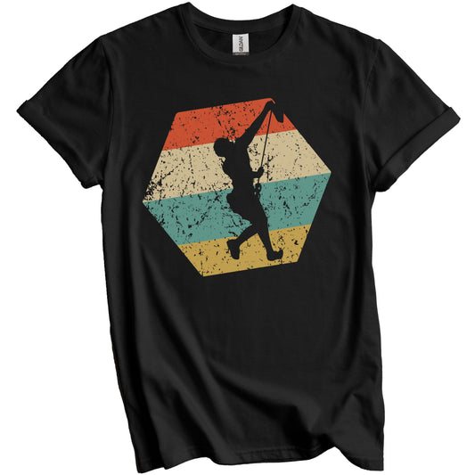 Rock Climbing Retro Distressed Hexagon Rock Climber T-Shirt