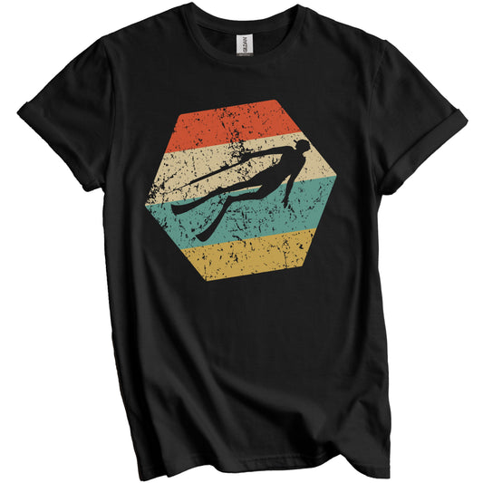 Spearfisherman Retro Distressed Hexagon Spearfishing T-Shirt