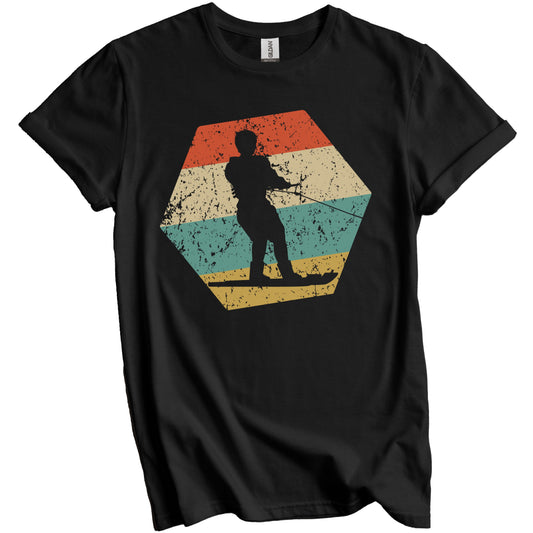 Waterskiing Retro Distressed Hexagon Waterskier T-Shirt