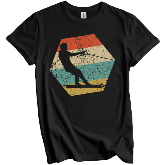 Waterskier Retro Distressed Hexagon Waterskiing T-Shirt