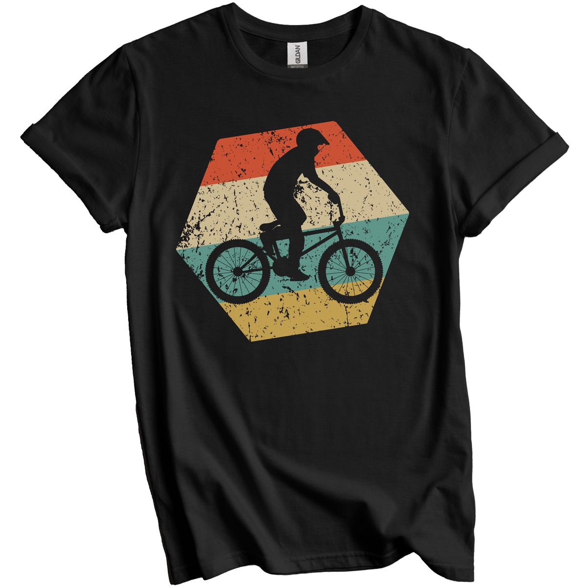 BMX Rider Retro Distressed Hexagon BMX Bike T-Shirt