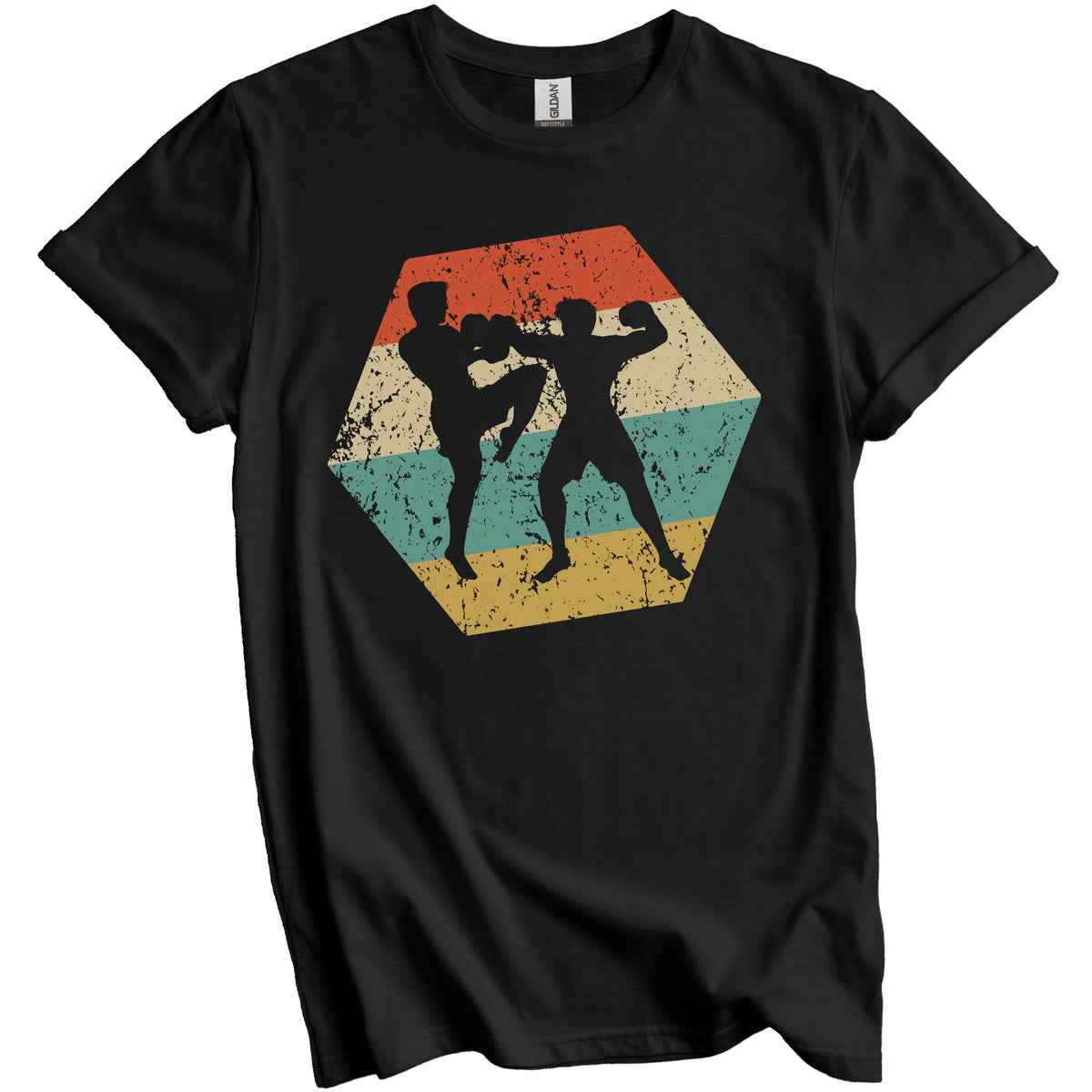 Mixed Martial Arts Retro Distressed Hexagon MMA Fighters T-Shirt