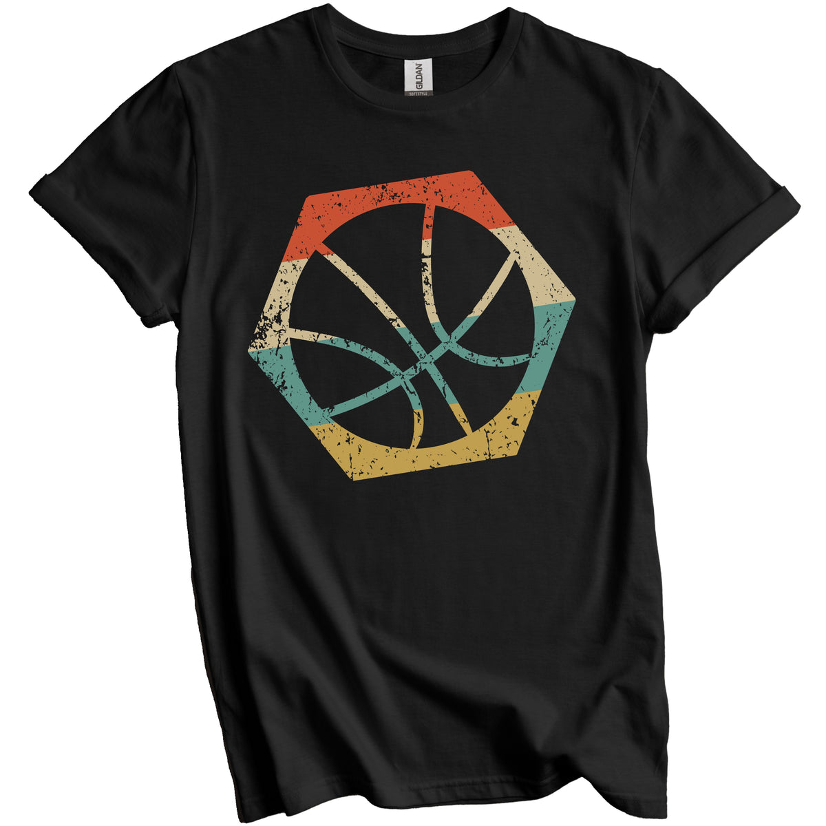 Basketball Retro Distressed Hexagon Ball T-Shirt