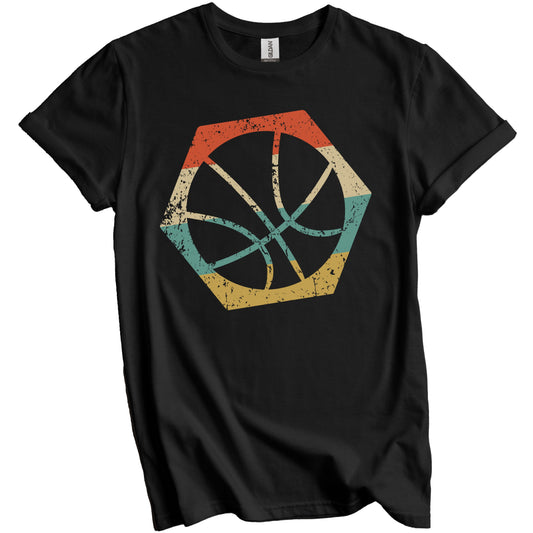 Basketball Retro Distressed Hexagon Ball T-Shirt