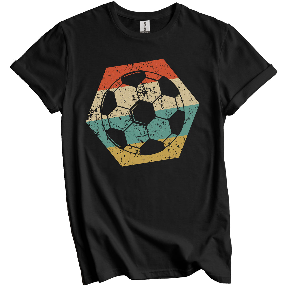 Soccer Retro Distressed Hexagon Ball T-Shirt